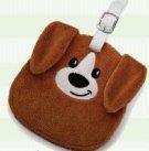 Dog Luggage Tags x 2 - Russ Berrie - Plush Dog Bag Tags