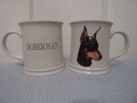 Doberman Mug - Raised Face - Ceramic Dog Mug